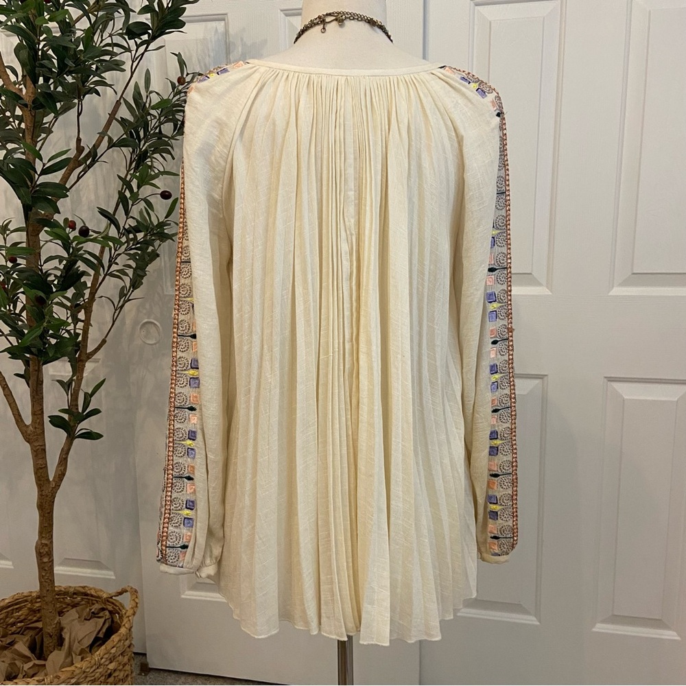 Blouse Tory Burch Boho Gauzy Embroidered Cream Top - Picture 5 of 10